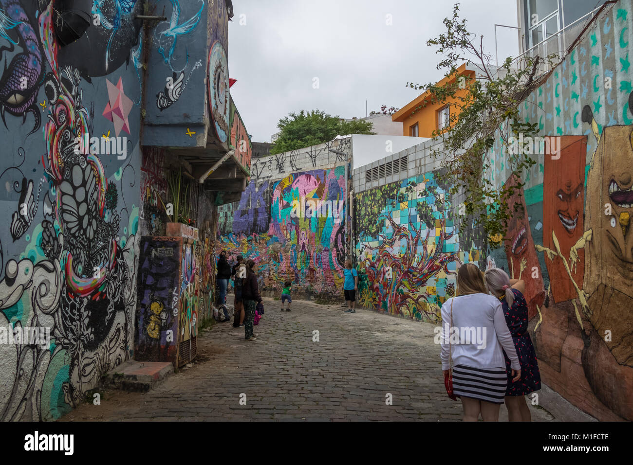 Beco do Batman (Batman Alley) in Vila Madalena - Sao Paulo, Brasilien Stockfoto