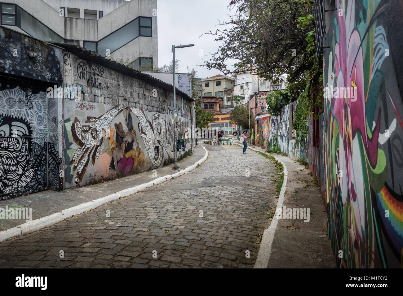 Beco do Batman (Batman Alley) in Vila Madalena - Sao Paulo, Brasilien Stockfoto