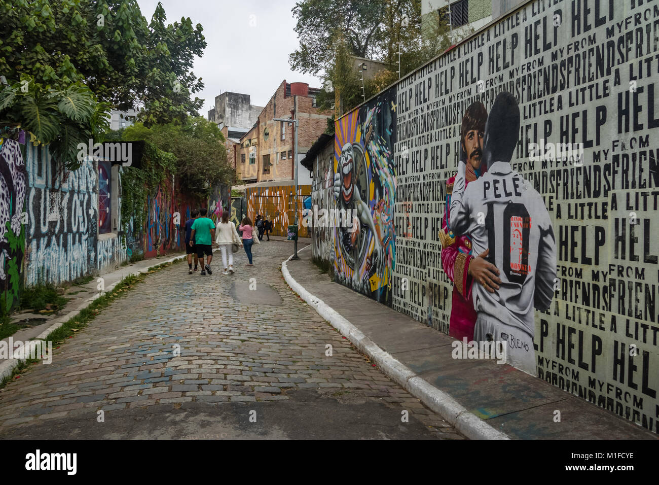 Beco do Batman (Batman Alley) in Vila Madalena - Sao Paulo, Brasilien Stockfoto