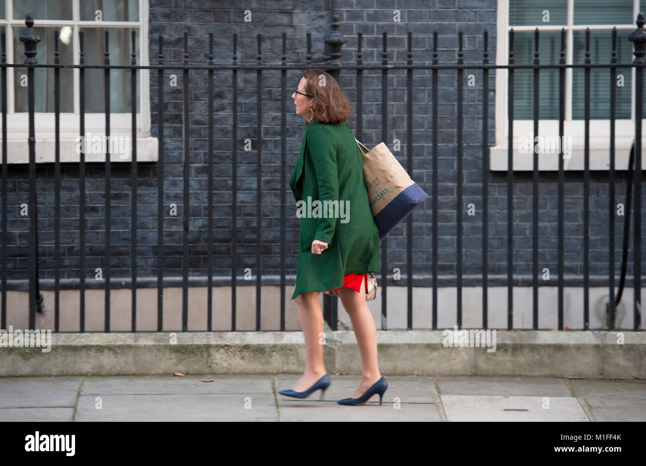 Downing Street, London, UK. 30. Jan 2018. Baroness Evans, Leiter des House of Lords, kommt für frühe Downing Street Cabinet Meeting. Credit: Malcolm Park/Alamy Leben Nachrichten. Stockfoto