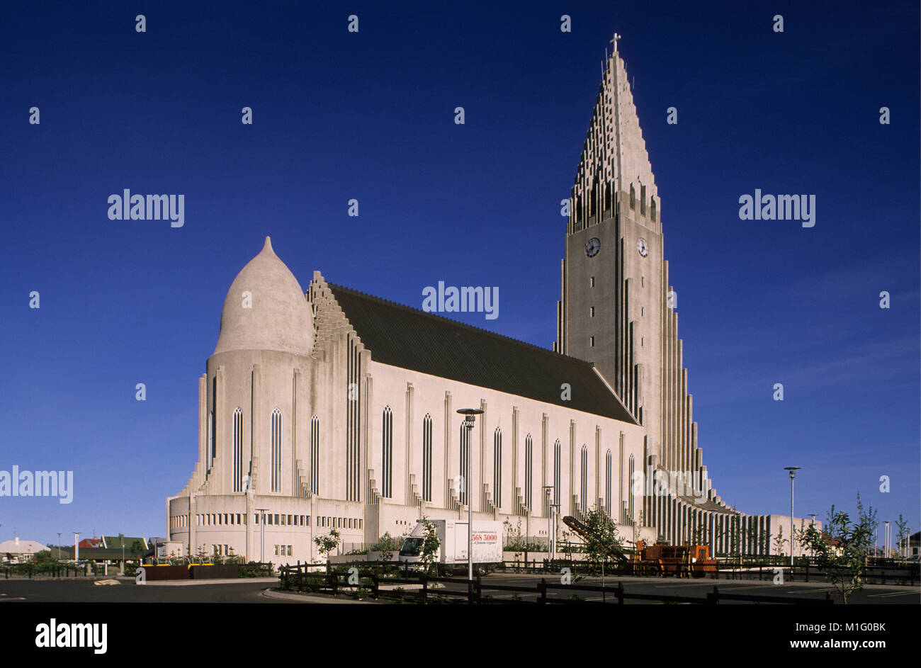 Island. Reykjavik. Kirche Hallgrimskirkja. Stockfoto
