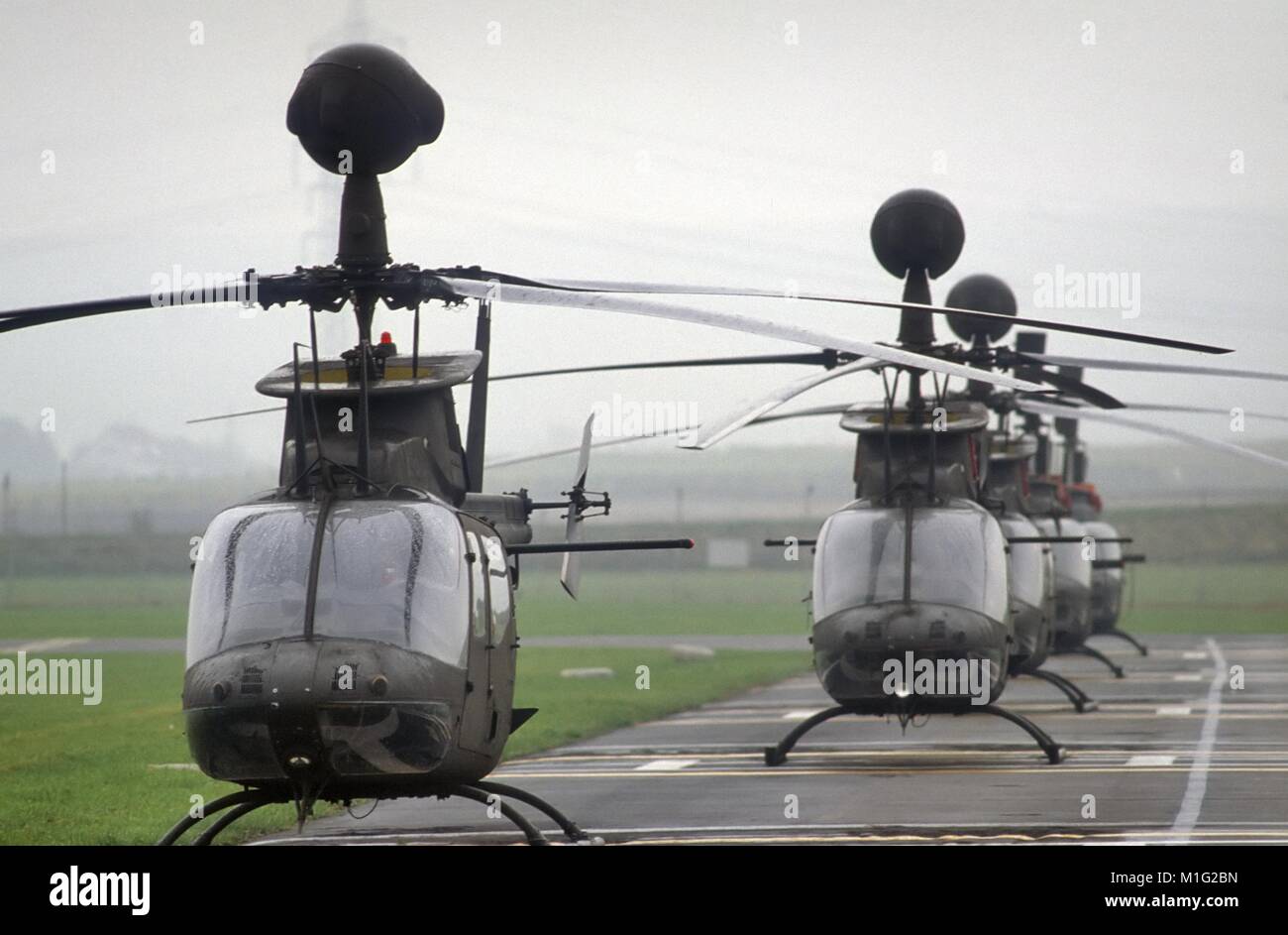 US-Armee bewaffneten Aufklärer Hubschrauber OH-58D Kiowa Warrior bei NATO Übungen in Deutschland (November 1989) Stockfoto