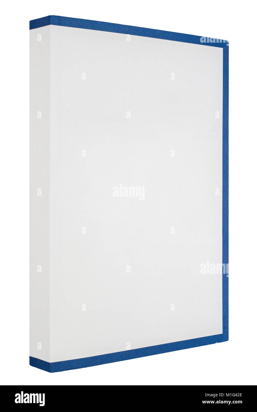 White Book mit blauen Rahmen um Stockfoto