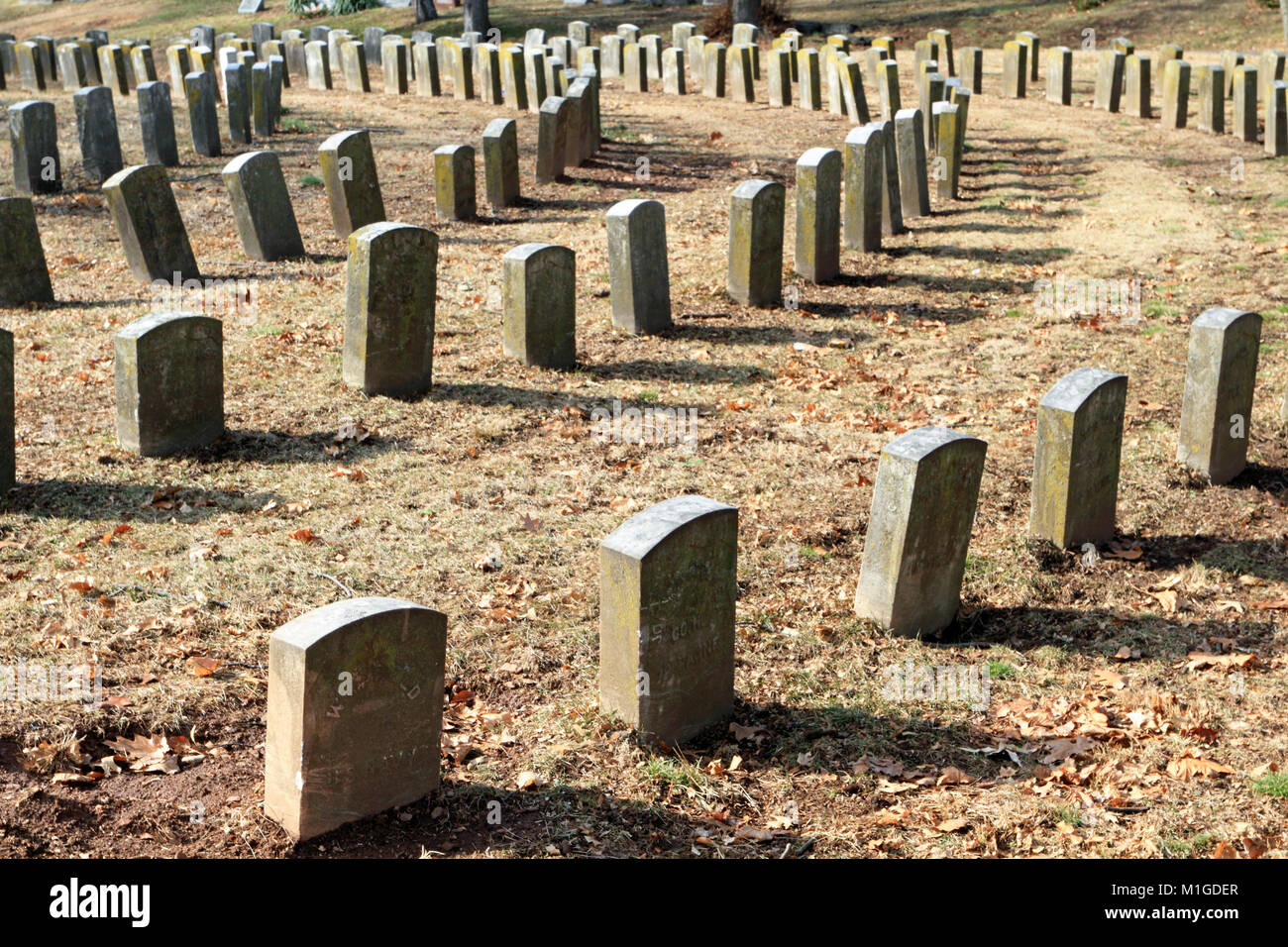 Amerikanischer Bürgerkrieg, Soldaten in Arlington Memorial Park Friedhof, Kearny, New Jersey USA begraben Stockfoto