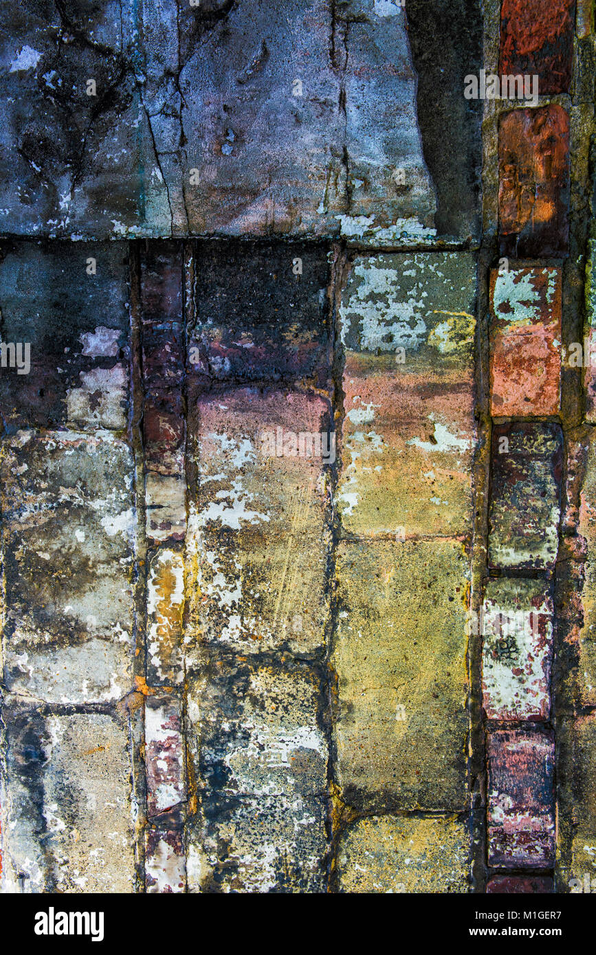 Abstrakte Ziegel Muster aus alten Gebäude in Detroit, Michigan, USA Stockfoto