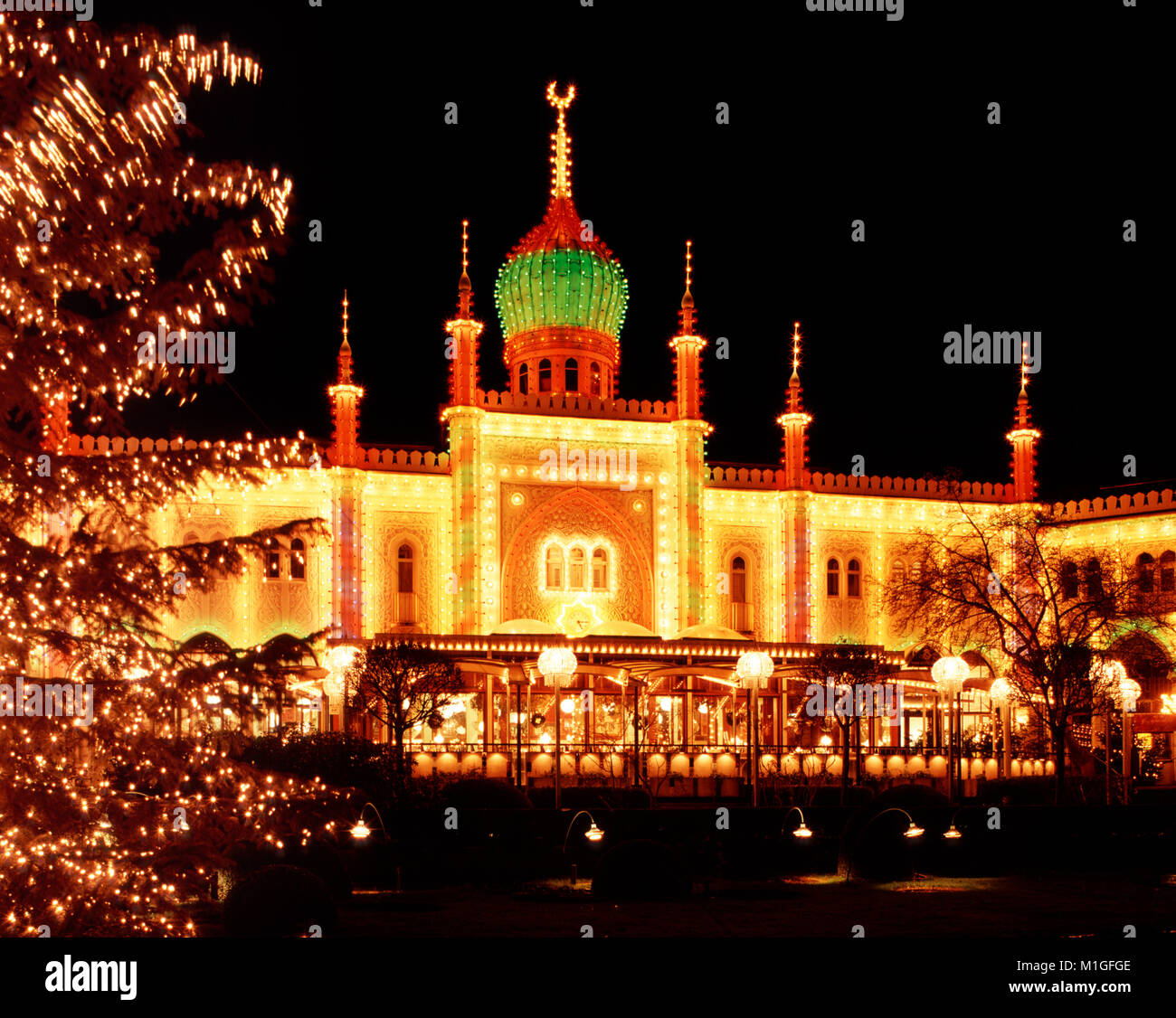 Weihnachtsschmuck im Tivoli, Kopenhagen, Dänemark Stockfoto