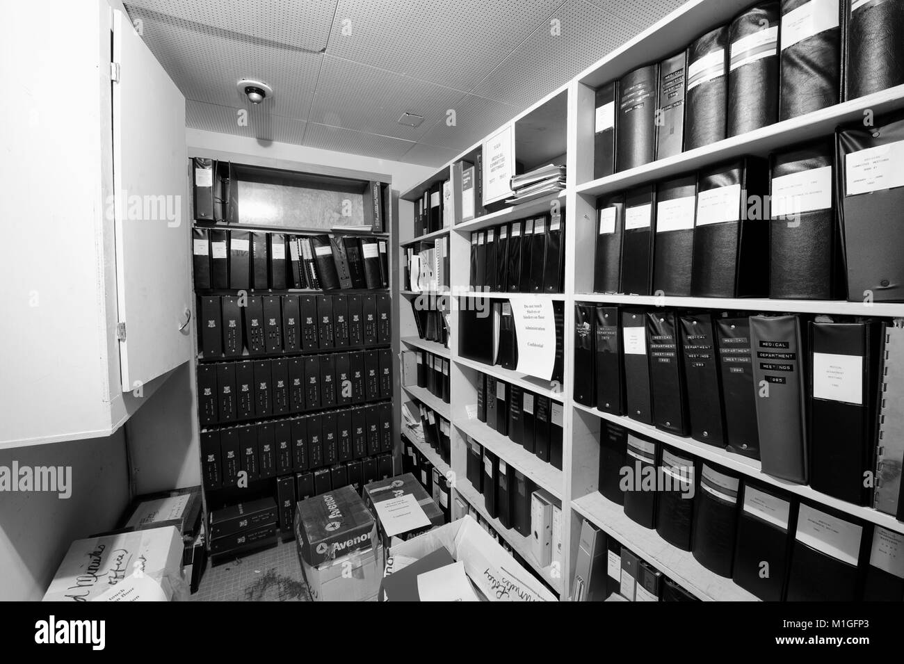 Dies ist eine von vielen Fotos, die ich im Innern nahm, nachdem der Sudbury St. Joseph Health Center (die Alten Allgemeinen Krankenhauses) geschlossen ist es Türen Stockfoto