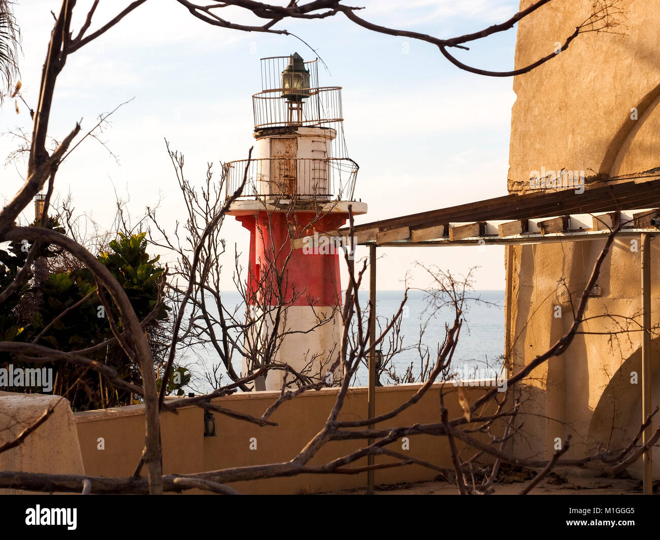 Mediterrane Leuchtturm in der Altstadt von Jaffa. Israel, Tel Aviv Stockfoto