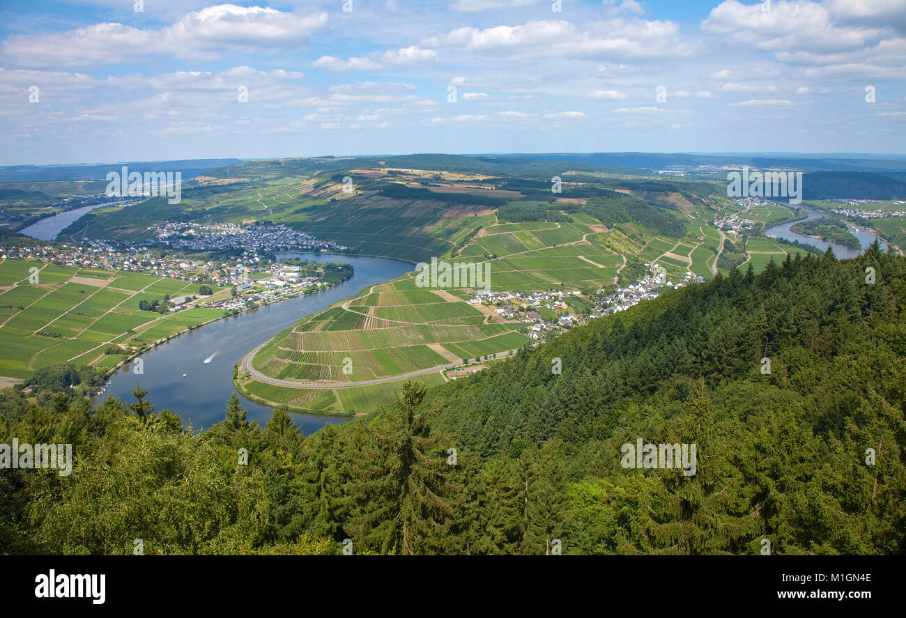 Blick vom Turm fünf Seen, Detzem, Mosel, Rheinland-Pfalz, Deutschland, Europa Stockfoto