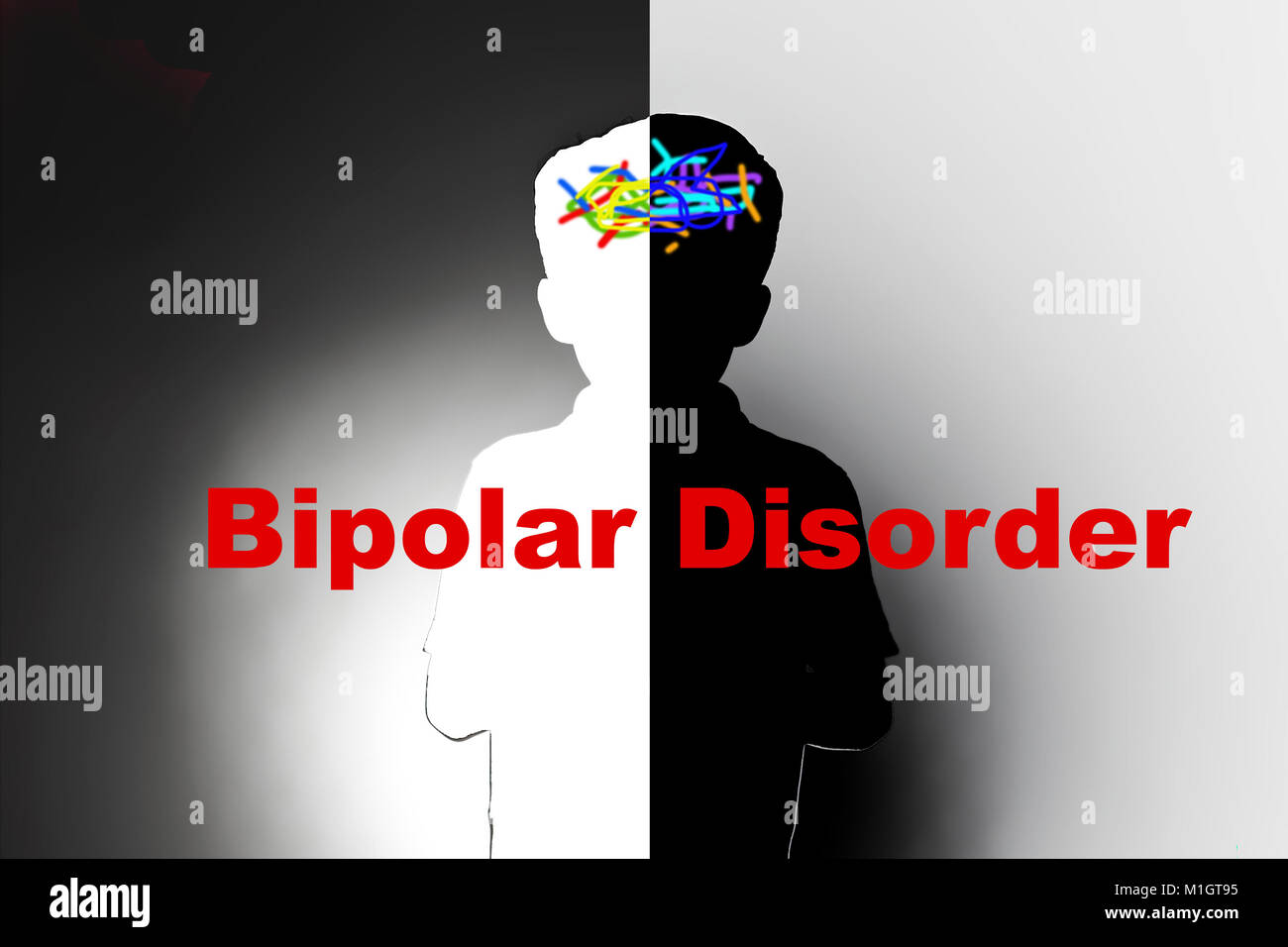 Kindheit bipolare Störung, Schutz der Kinder und der sozialen Betreuung, psychische Erkrankungen Stockfoto