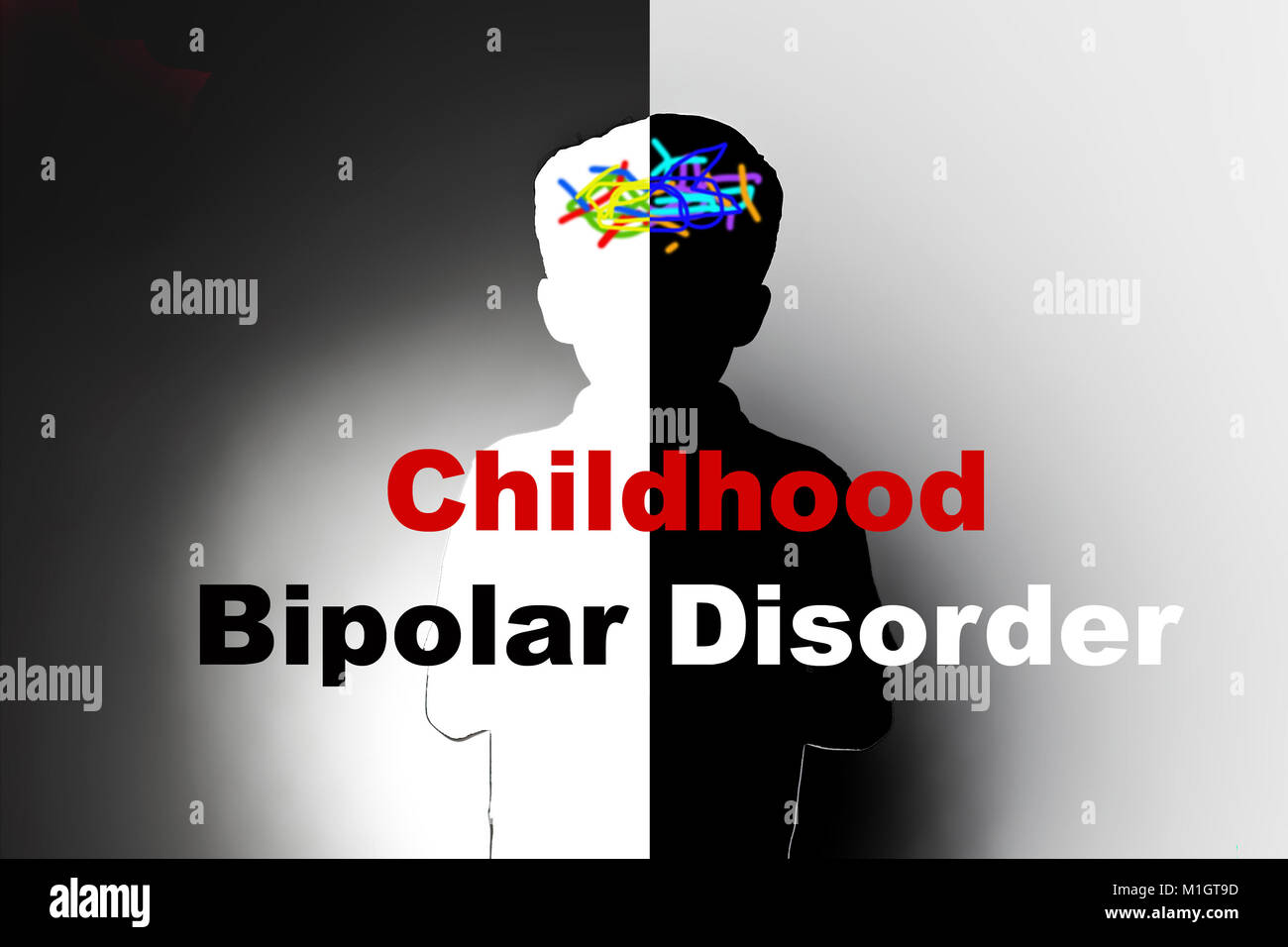 Kindheit bipolare Störung, Schutz der Kinder und der sozialen Betreuung, psychische Erkrankungen Stockfoto