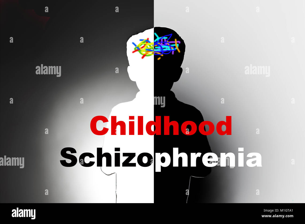Kindheit Schizophrenie, Schutz der Kinder und der sozialen Betreuung, psychische Erkrankungen Stockfoto