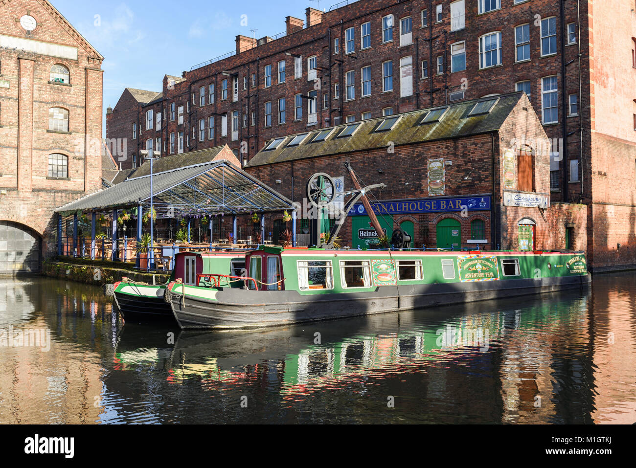 Nottingham City canal Waterfront Bars und Cafes, UK. Stockfoto