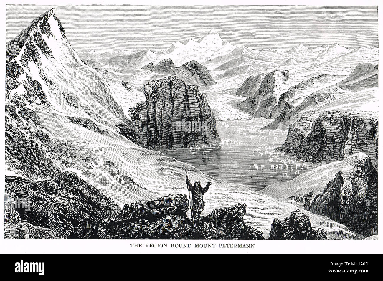 Die Region rund um Mount Petermann, Grönland, 1869 Stockfoto