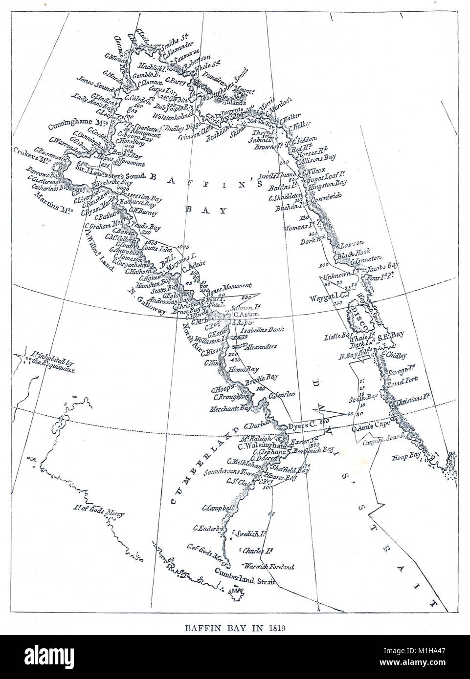 Karte von Baffin Bay 1819 Stockfotografie - Alamy