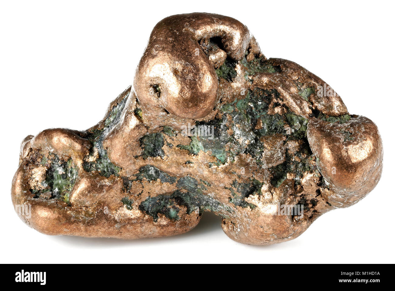 Native Kupfer nugget von Keweenaw, Michigan/USA isoliert auf weißem Hintergrund Stockfoto