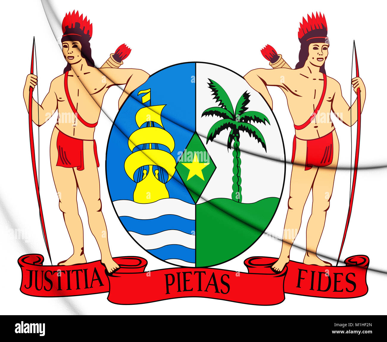 3D-Suriname Wappen. 3D-Darstellung. Stockfoto