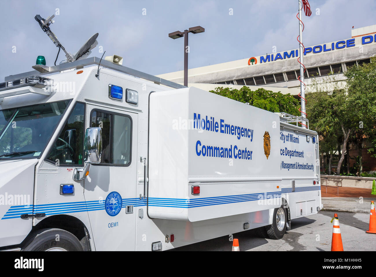 Miami Florida, Polizeibehörde, Mobile Emergency Command Center, Zentrum, Heimatschutz, FL080117019 Stockfoto