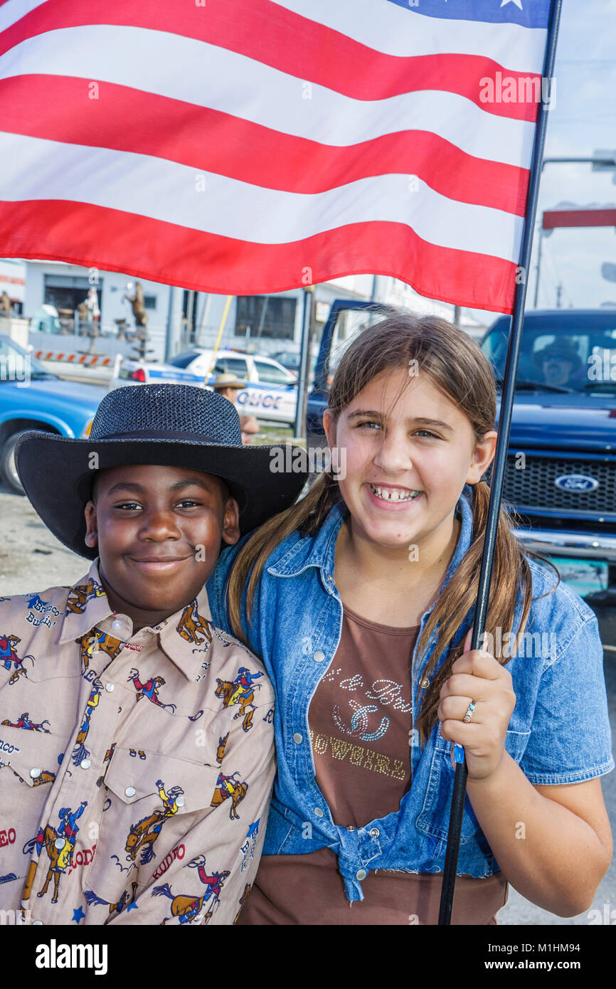 Miami Florida, Homestead, Rodeo Parade, Teilnehmer, Gemeinschaftsveranstaltung, Tradition, Cowboy, Schwarzer Junge, Jungen, lateinamerikanische lateinamerikanische ethnische Einwanderer min Stockfoto