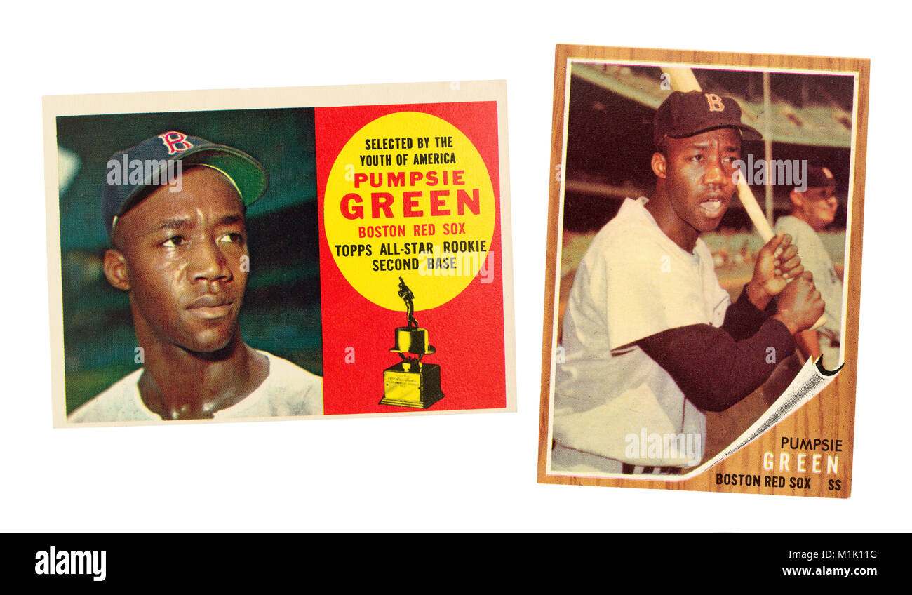1959 Pumpsie Grün war der erste African American baseball players für den Boston Red Sox, der letzte vor - Erweiterung der Major League Club zu integ zu spielen Stockfoto