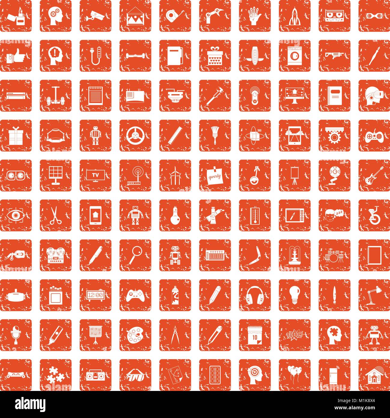 100 kreative Idee Icons Set grunge orange Stock Vektor