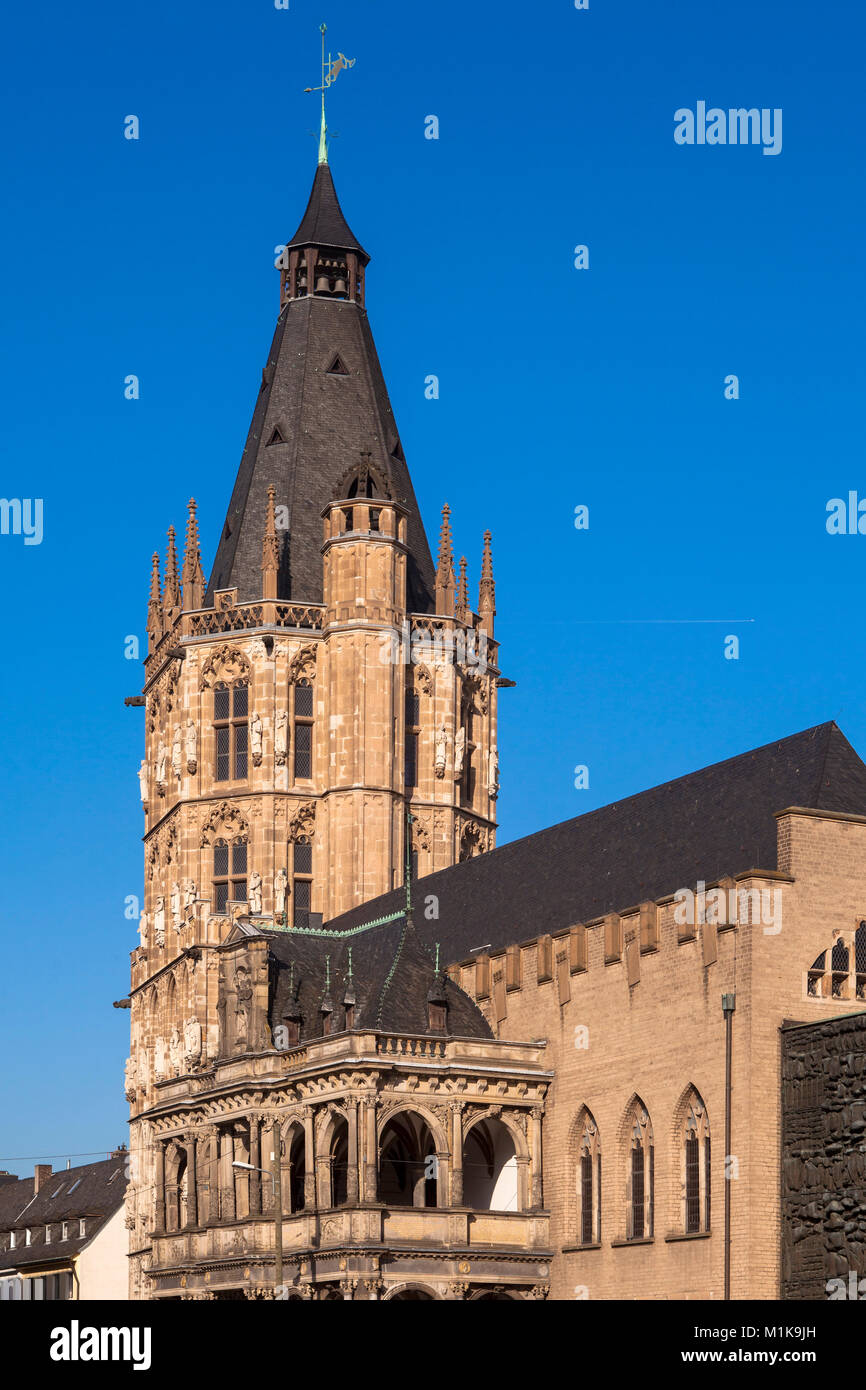 Deutschland, Köln, dem historischen Rathaus im alten Teil der Stadt. Deutschland, Koeln, das historische Rathaus in der Altstadt. Stockfoto