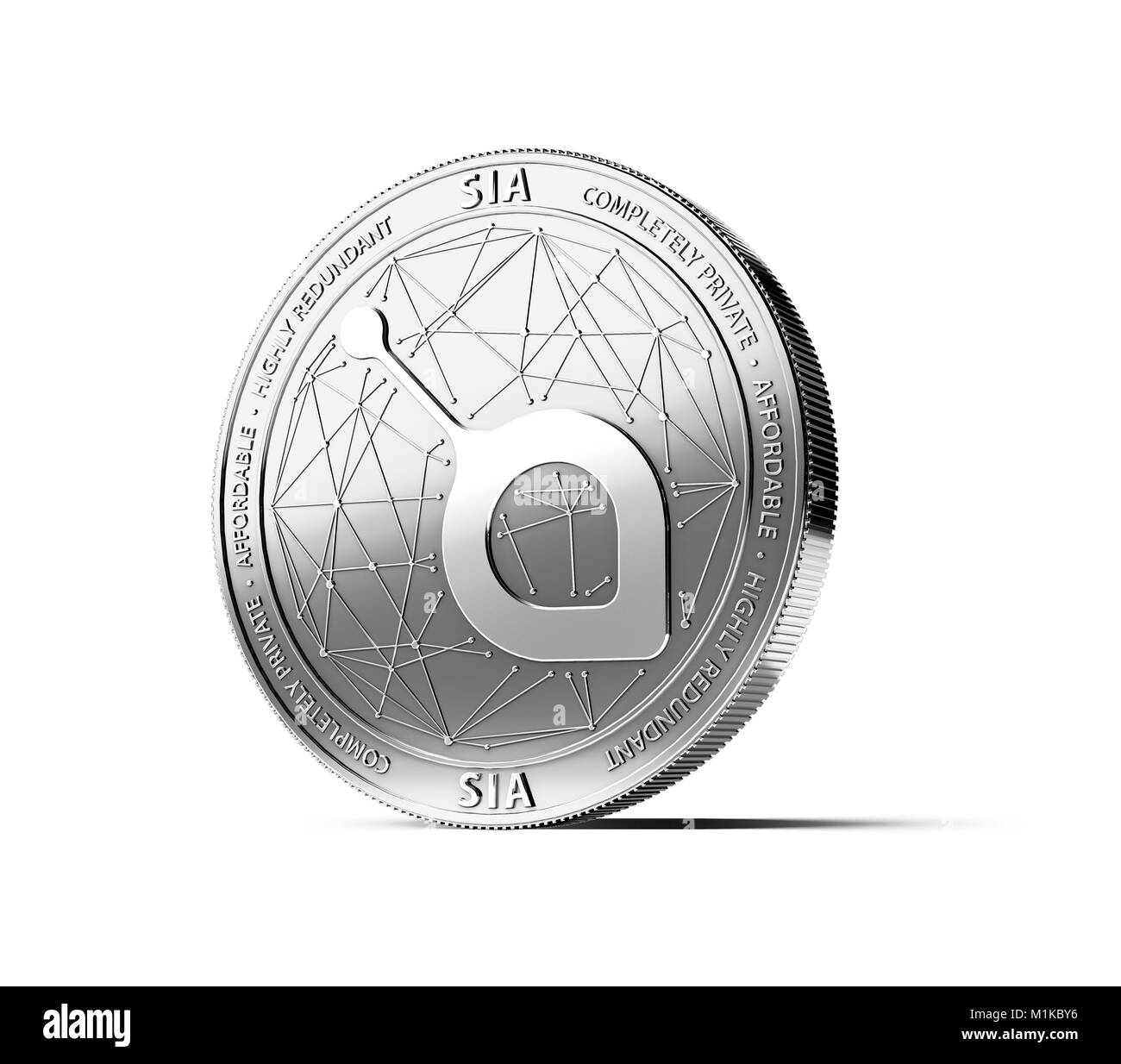 Silber SIA Münze auf weißem Hintergrund. Konzept Münze. 3D-Rendering Stockfoto