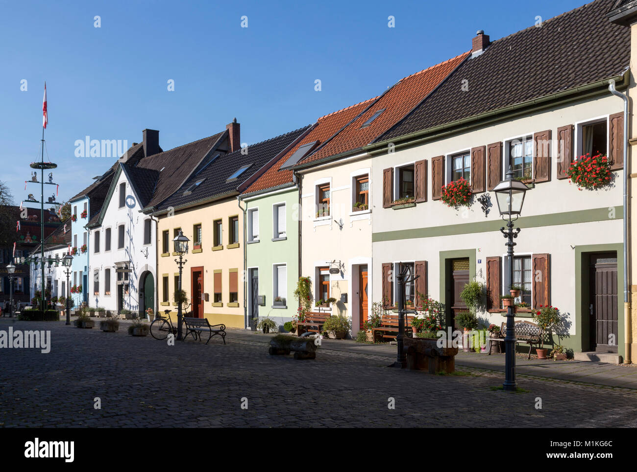 Krefeld, Ortsteil Linn, Andreasmarkt, Häuserzeile Stockfoto