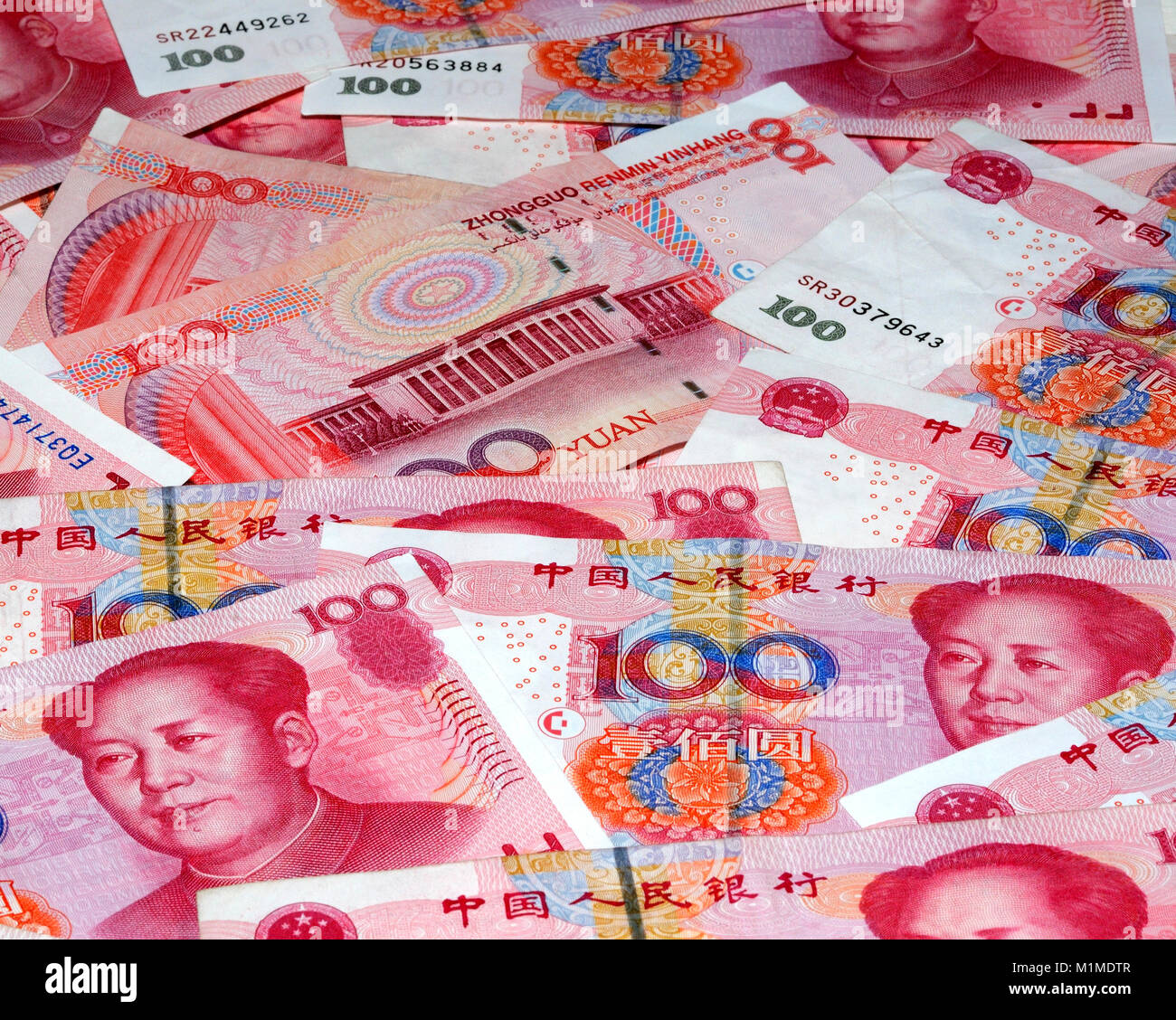 China Yuan Währung Banknoten Stockfoto