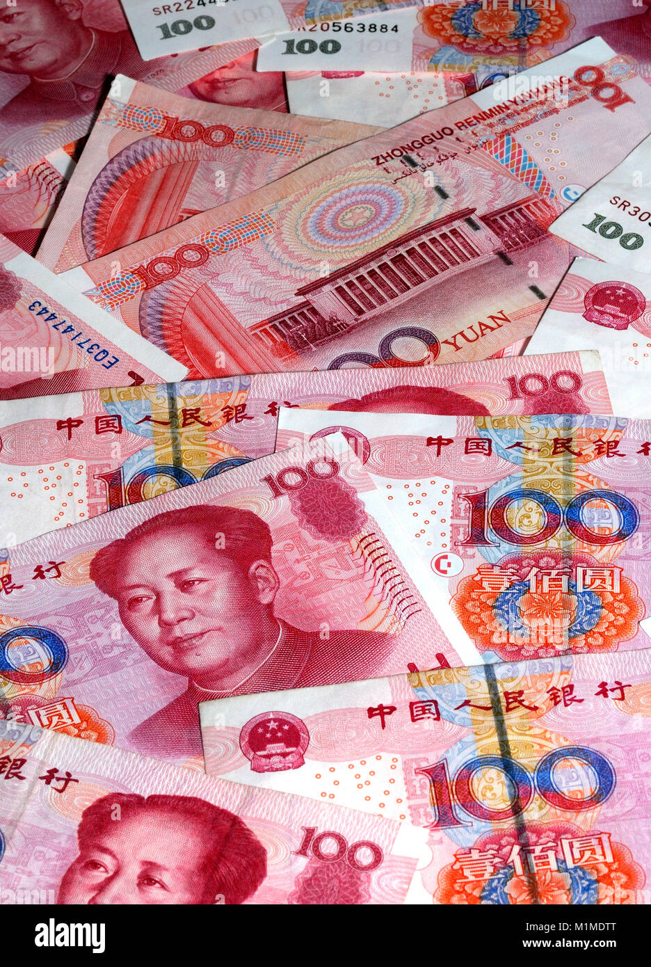 China Yuan Währung Banknoten Stockfoto