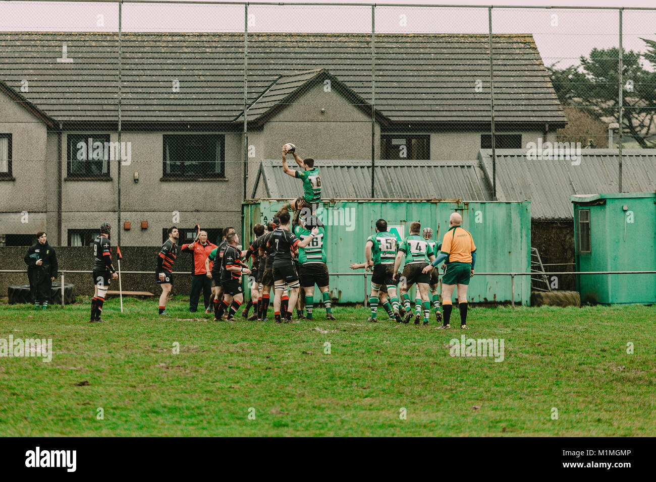 Penryn RFC vs Hayle RFC am Memorial Stadium, Penryn, Cornwall, UK, 27. Januar 2018 Stockfoto