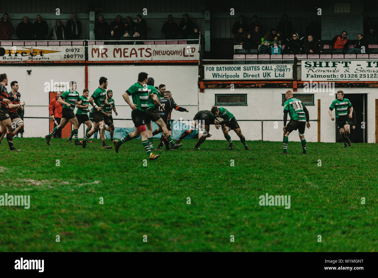 Penryn RFC vs Hayle RFC am Memorial Stadium, Penryn, Cornwall, UK, 27. Januar 2018 Stockfoto