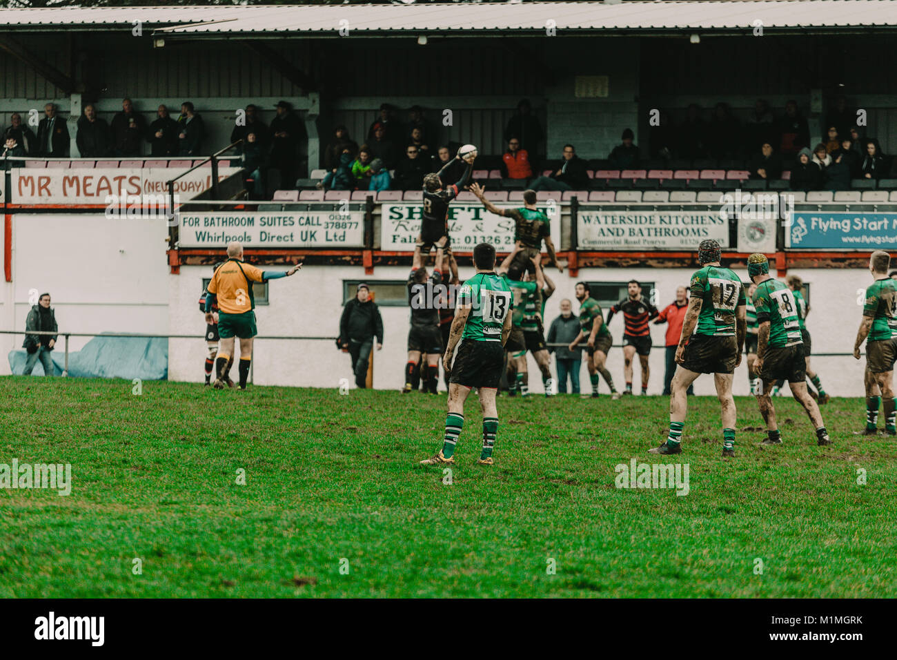 Penryn RFC vs Hayle RFC am Memorial Stadium, Penryn, Cornwall, UK, 27. Januar 2018 Stockfoto