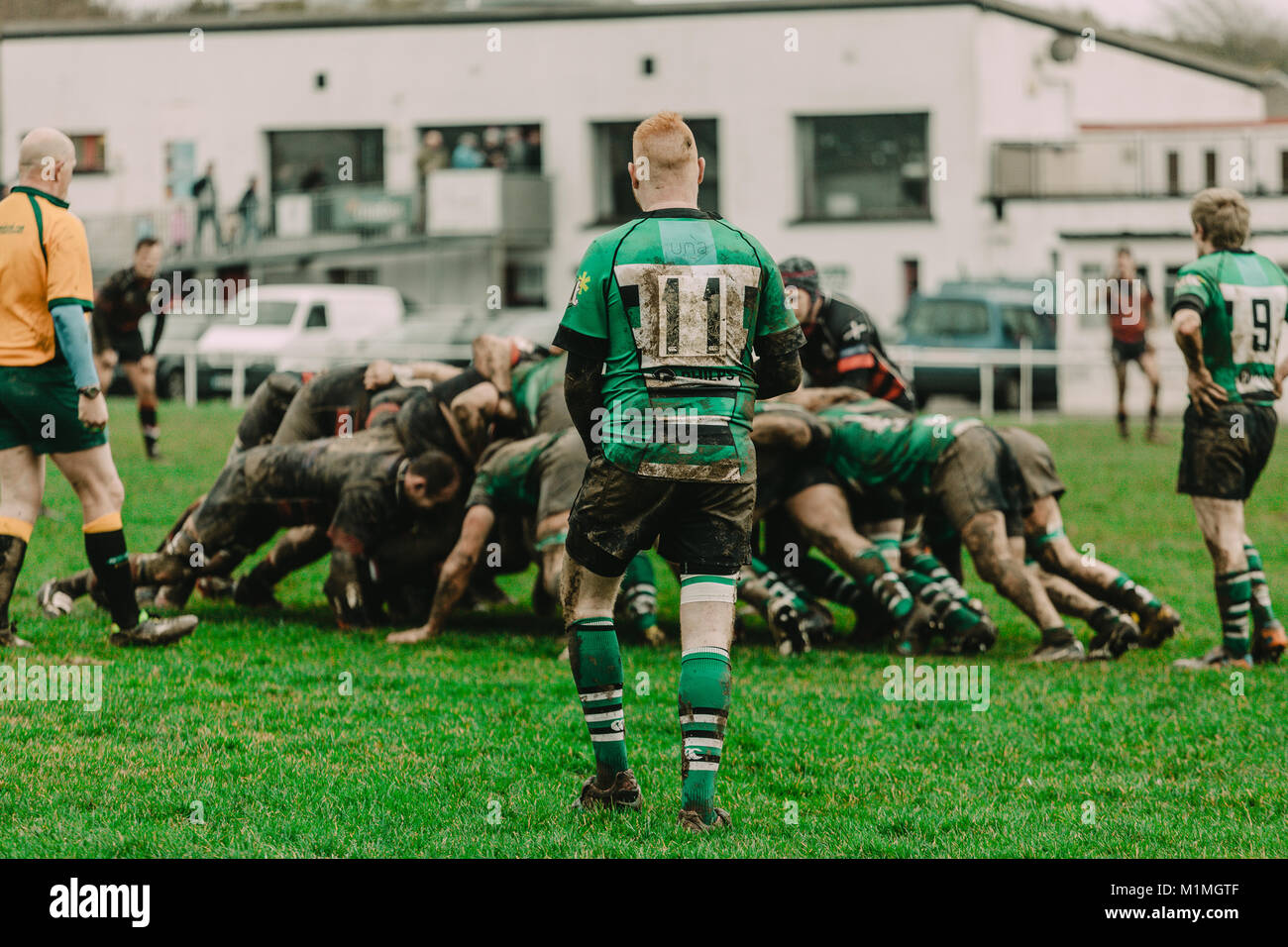 Penryn RFC vs Hayle RFC am Memorial Stadium, Penryn, Cornwall, UK, 27. Januar 2018 Stockfoto