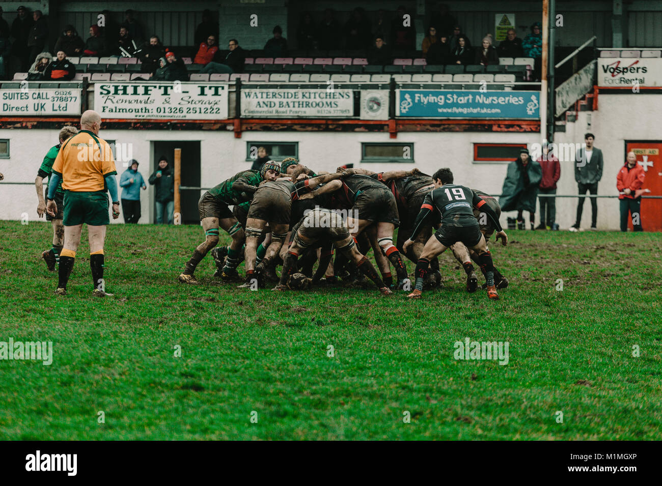 Penryn RFC vs Hayle RFC am Memorial Stadium, Penryn, Cornwall, UK, 27. Januar 2018 Stockfoto