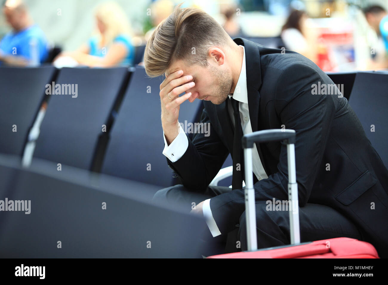 Flugverspätung Stockfoto