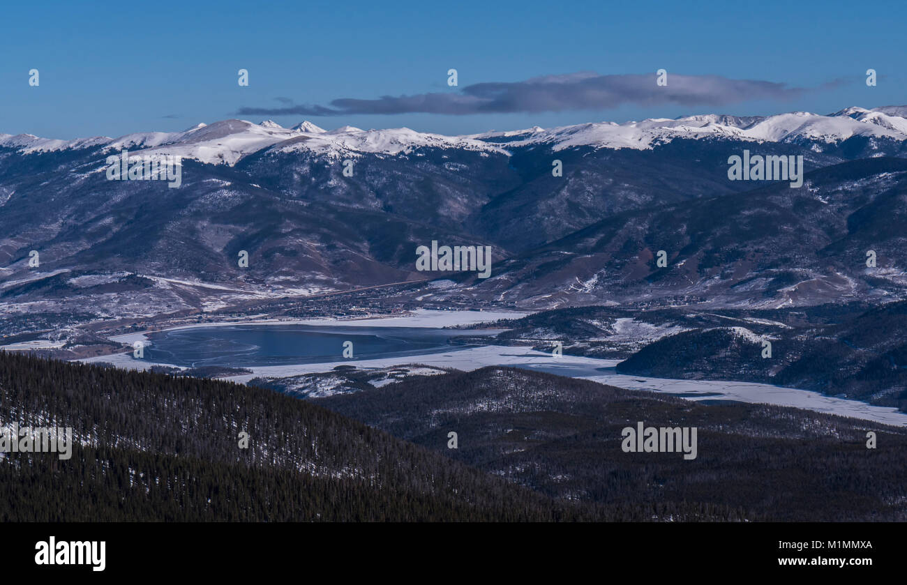 Dillon Reservoir von Peak 6, Breckenridge Ski Resort, Breckenridge, Colorado. Stockfoto