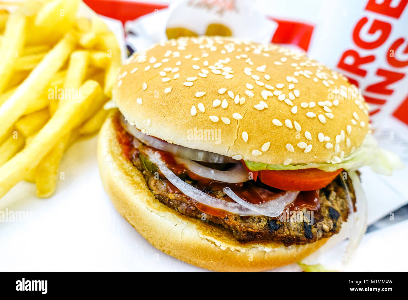 Burger King Burger whopper Menü Stockfoto