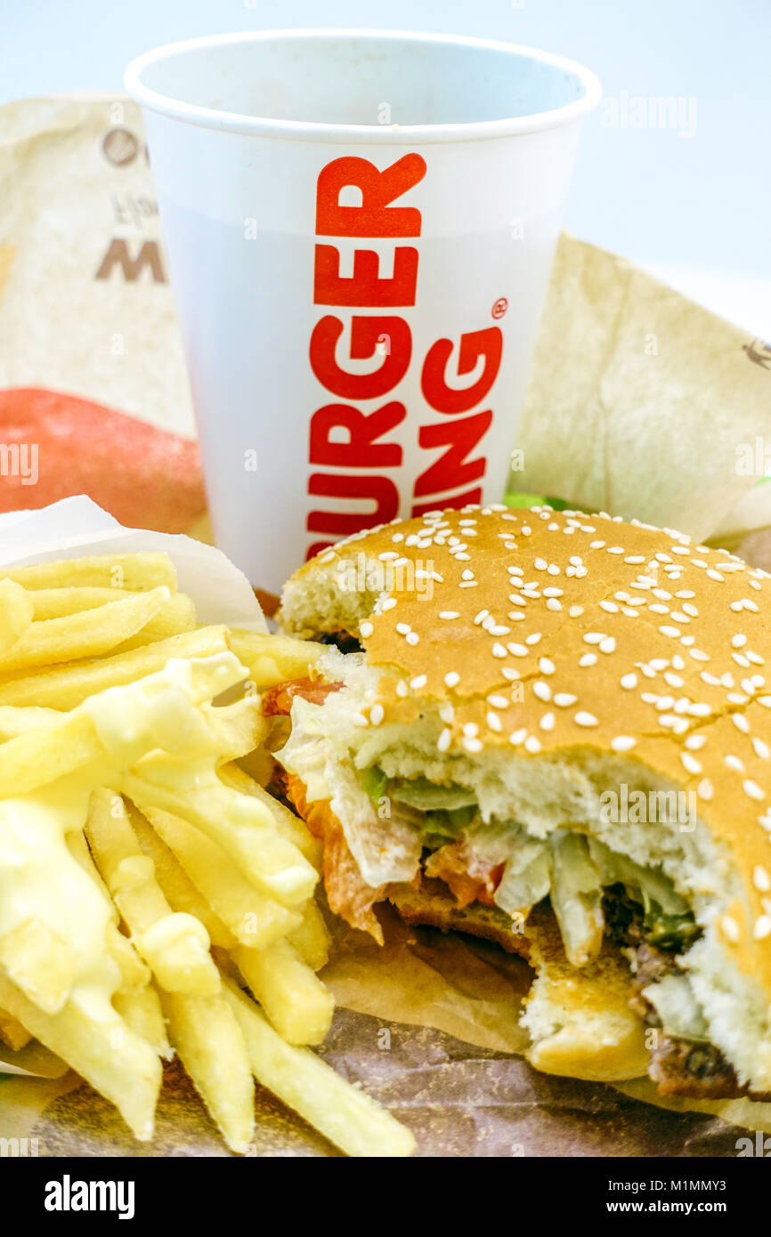 Burger King Whopper Essen Stockfoto