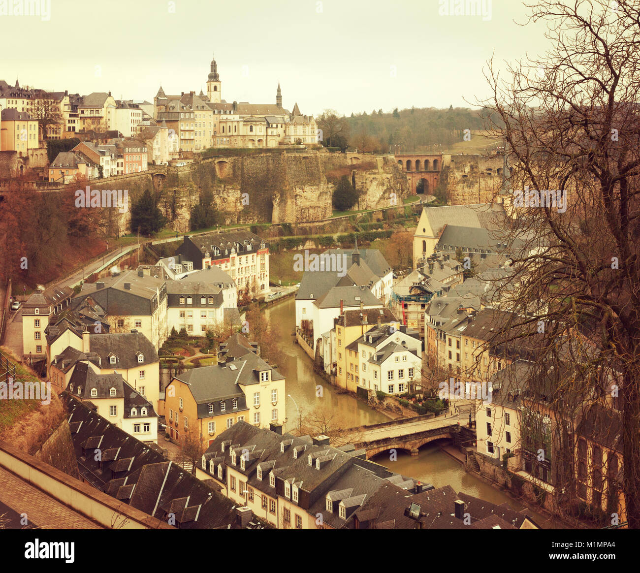 Luxemburg Stadt. Blick auf die Altstadt. Getönten Bild. Stockfoto