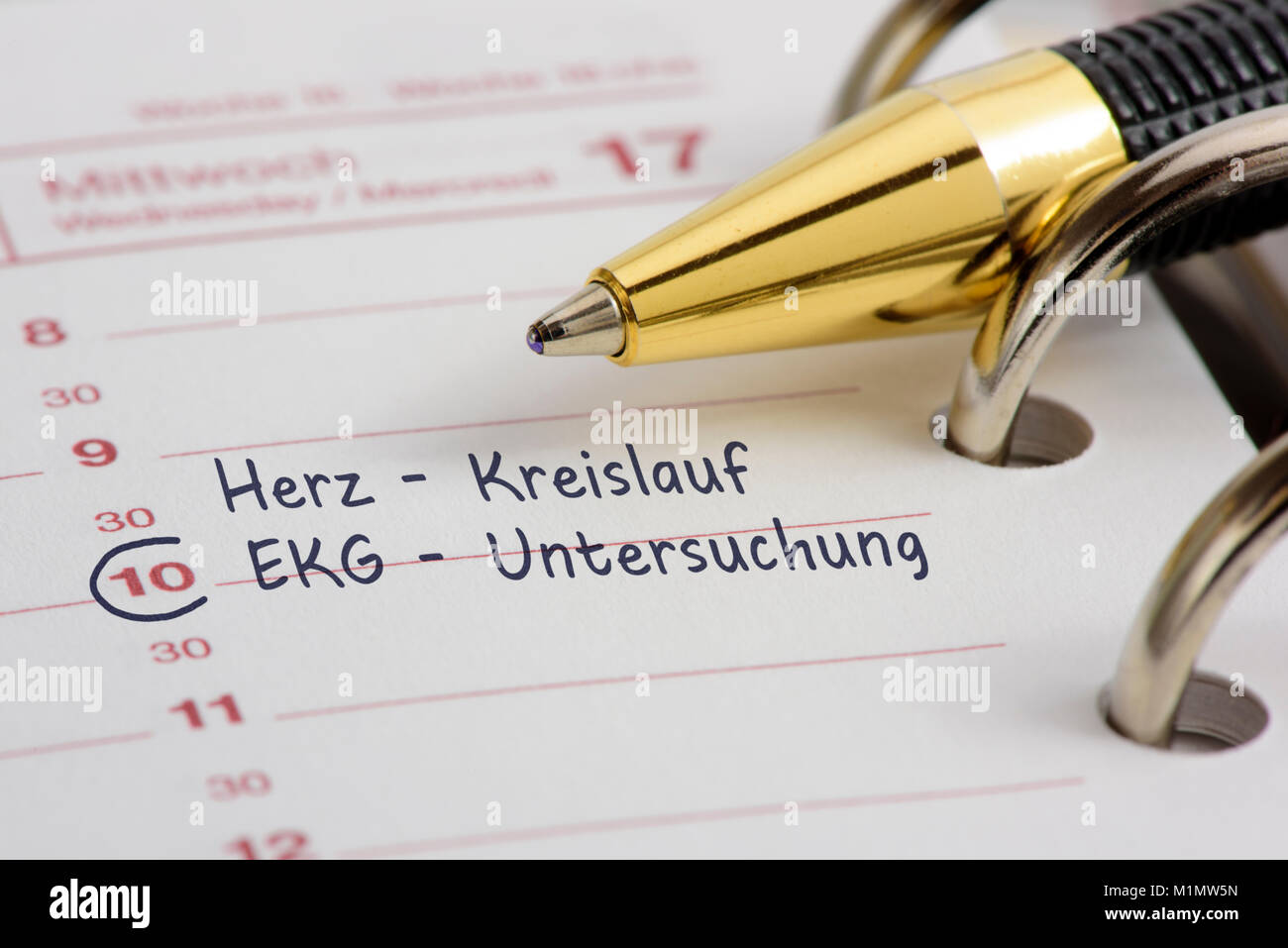 Termineintrag im Kalender Stockfoto