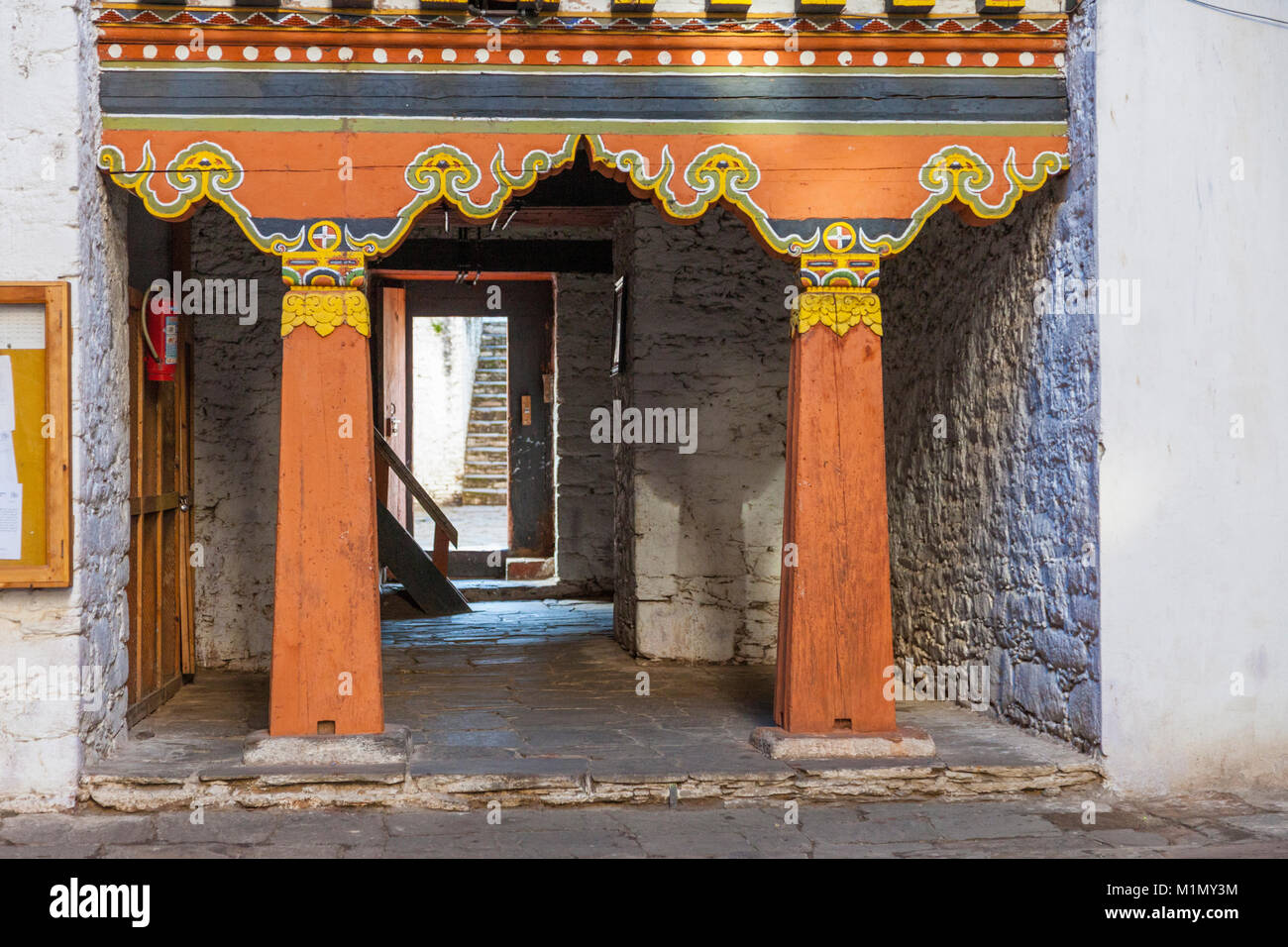 Jakar, Bumthang, Bhutan. Innenraum der Jakar Dzong. Stockfoto