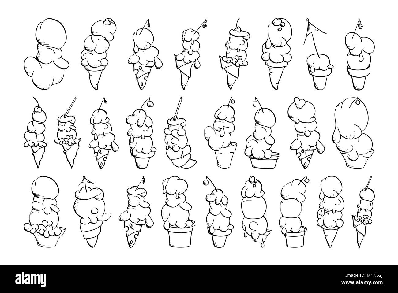 Eis Sammlung, doodle Vector Illustration Stock Vektor