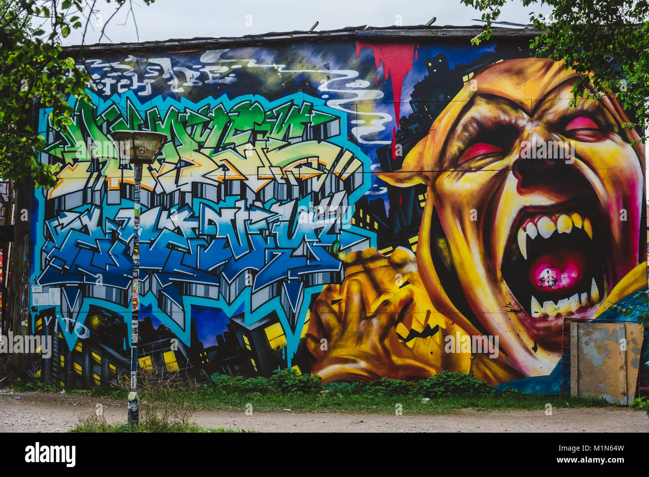 Grafiiti auf Christiania in Kopenhagen Stockfoto