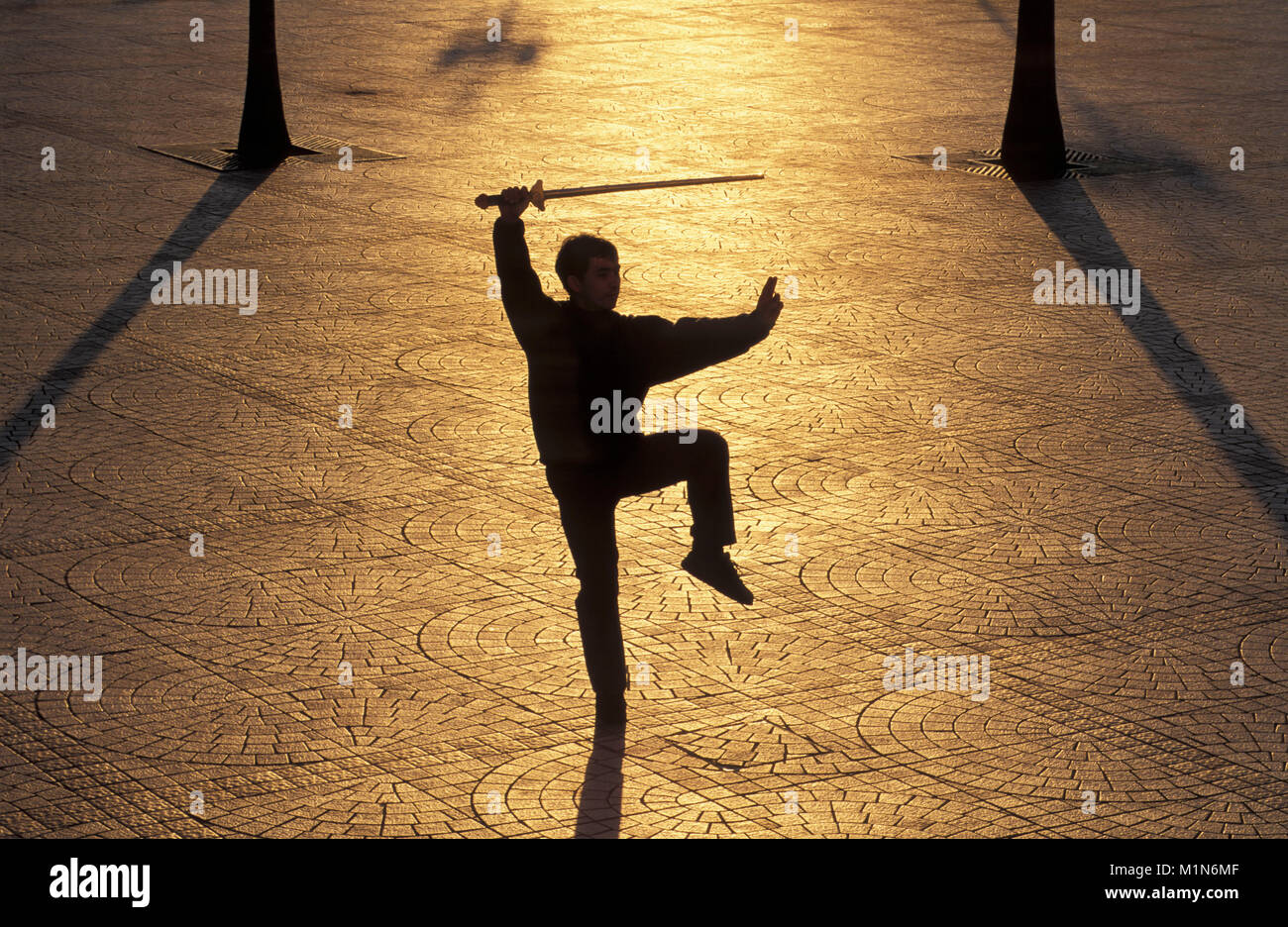 China. Hong Kong. Durchführung von Tai Chi Chuan. Stockfoto