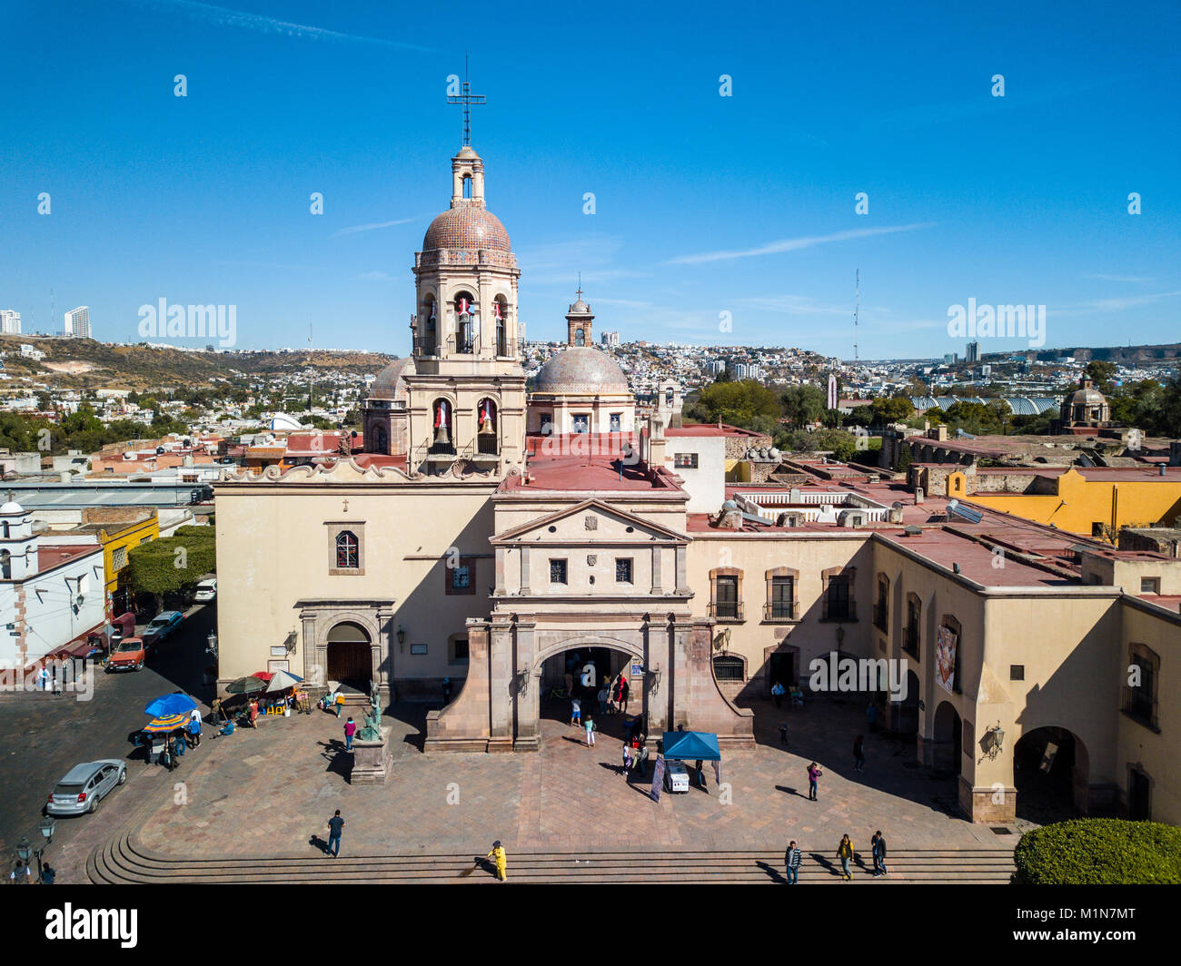 Templo y Ex Convento de la Cruz oder Tempel und Kloster des Heiligen Kreuzes, Queretaro, Mexiko Stockfoto