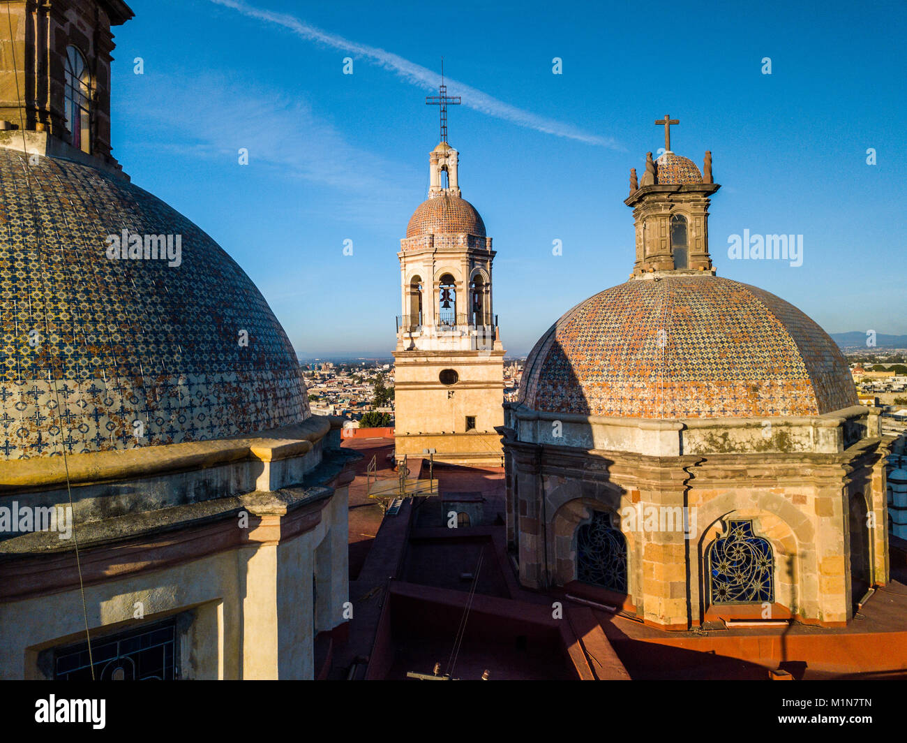 Templo y Ex Convento de la Cruz oder Tempel und Kloster des Heiligen Kreuzes, Queretaro, Mexiko Stockfoto