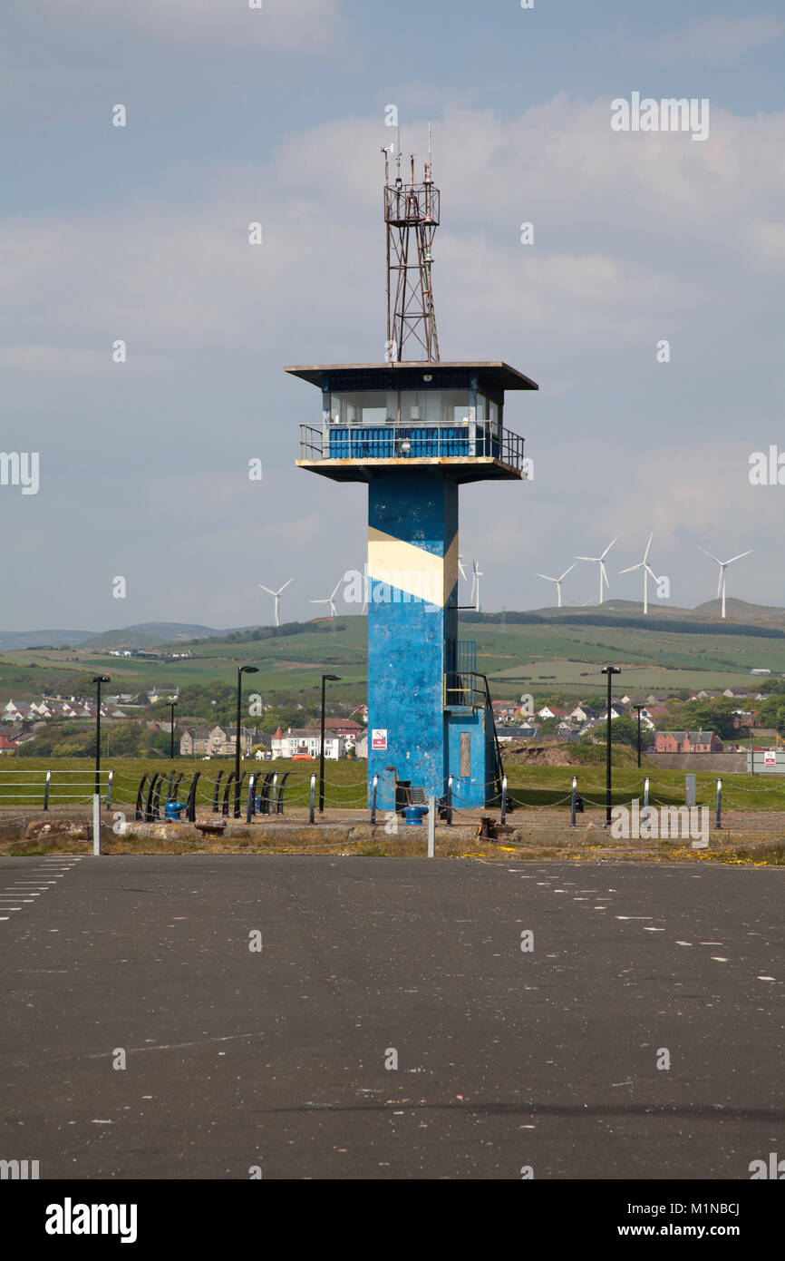 Tower Controlling das Dock Gates in Haiger Hafen Ardrossan Ayrshire, Schottland Stockfoto