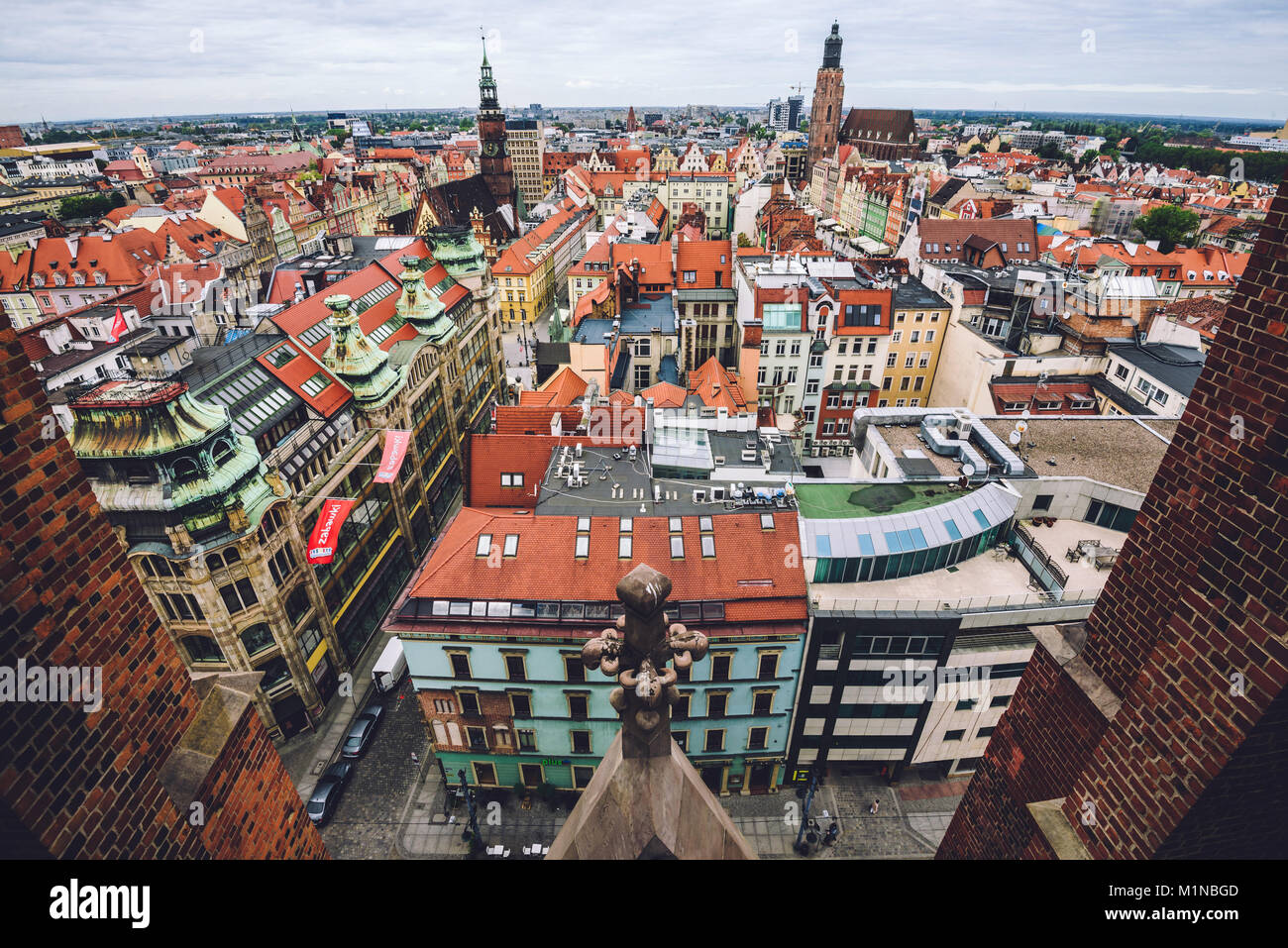 Breslauer Altstadt Panorama Hohe anzeigen Stockfoto