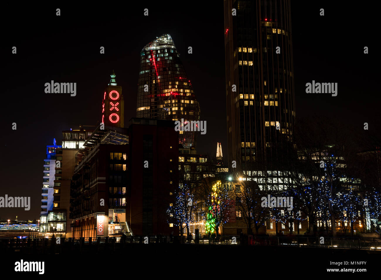 London OXO Tower bei Nacht Stockfoto